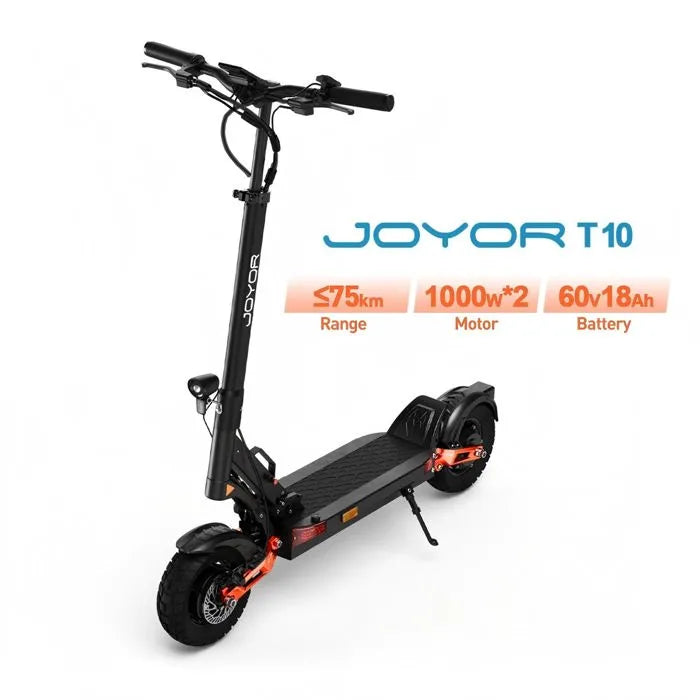 JOYOR T10 Pliable Trottinette électrique - Moteur 1000W x2 Batterie 60V18AH Pneus de 10 Pouces - Noir