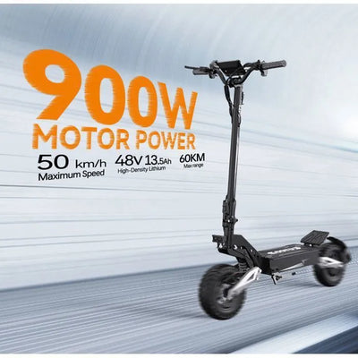 OOTD T10 - Trottinette électrique pliable - Moteur 900 W - Batterie 48 V 13,5 Ah - Roues de 11 pouces - Autonomie de 60 km - Noir