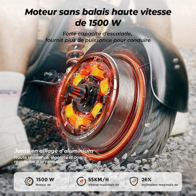 Trottinette électrique iScooter DX5 Avec siège/Panier/Sac-1500W-72 km-4 vitesses-55KM/H-48 V 15,6 Ah-Fonction antivol-Tout terrain