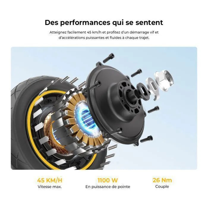 Ausom K20 Trottinette Électrique - Puissance Max 1100W - Autonomie 70km - Batterie 48V 13,5Ah - Freins à Disque Avant et Arrière