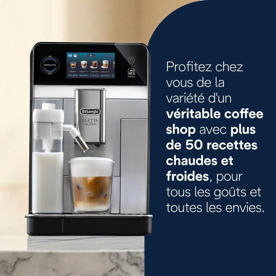 De'Longhi Eletta Ultra - Perfetto Machine à Café Automatique, LatteCrema Mousseur à Lait Automatique