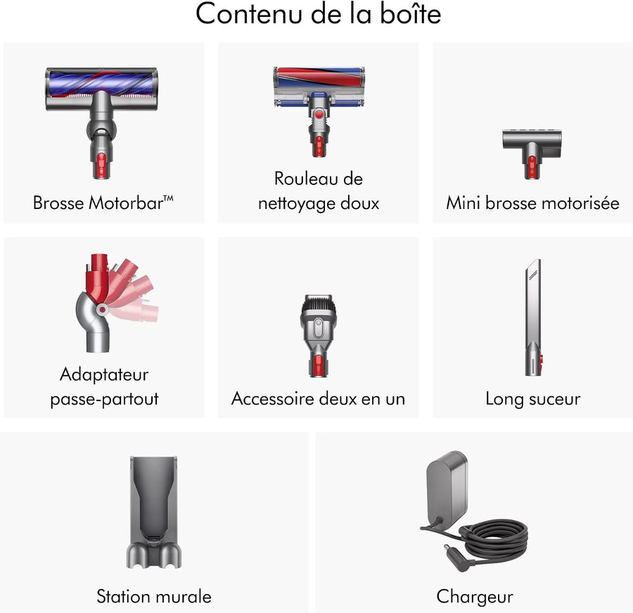 Dyson Cyclone V10 Absolute aspirateur sans Fil, 150 Airwatts, 60 Min d’autonomie – Technologie Anti-emmêlement, Brosse Fluffy pour sols durs