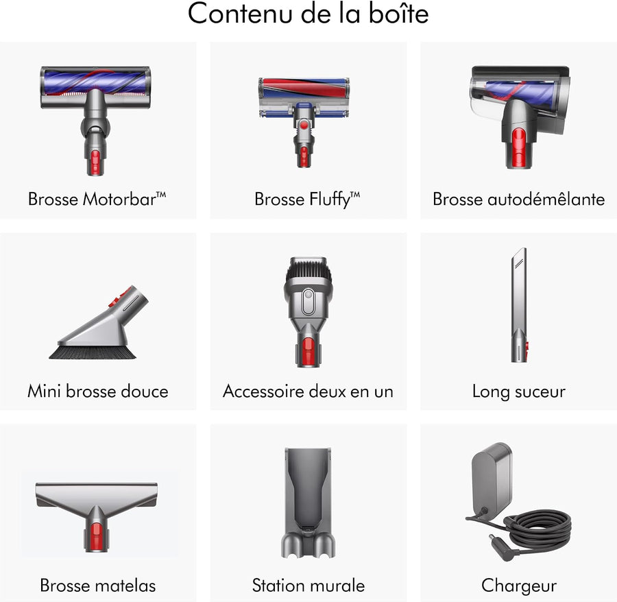Dyson V8 Absolute Aspirateur sans Fil, 115 AW, Jusqu’à 40 Min d’autonomie, Brosse Motorbar Anti-enchevêtrement