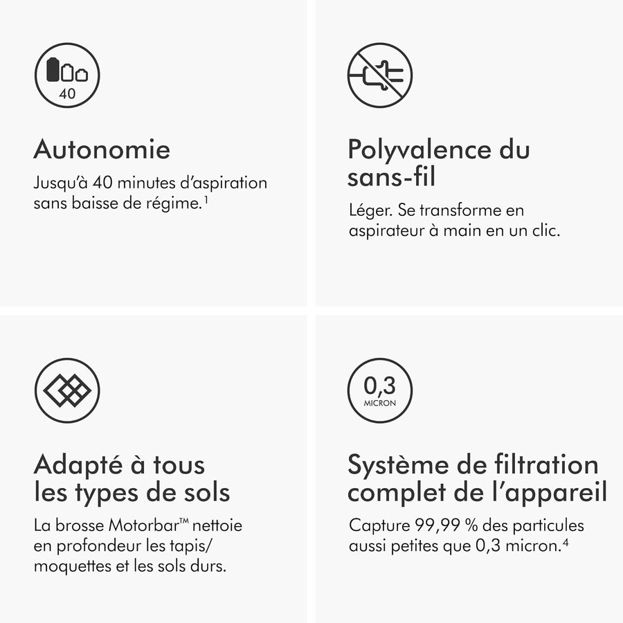 Dyson V8 Advanced Aspirateur sans Fil, 130 AW, Jusqu’à 40 Min d’autonomie, Brosse Motorbar Anti-enchevêtrement