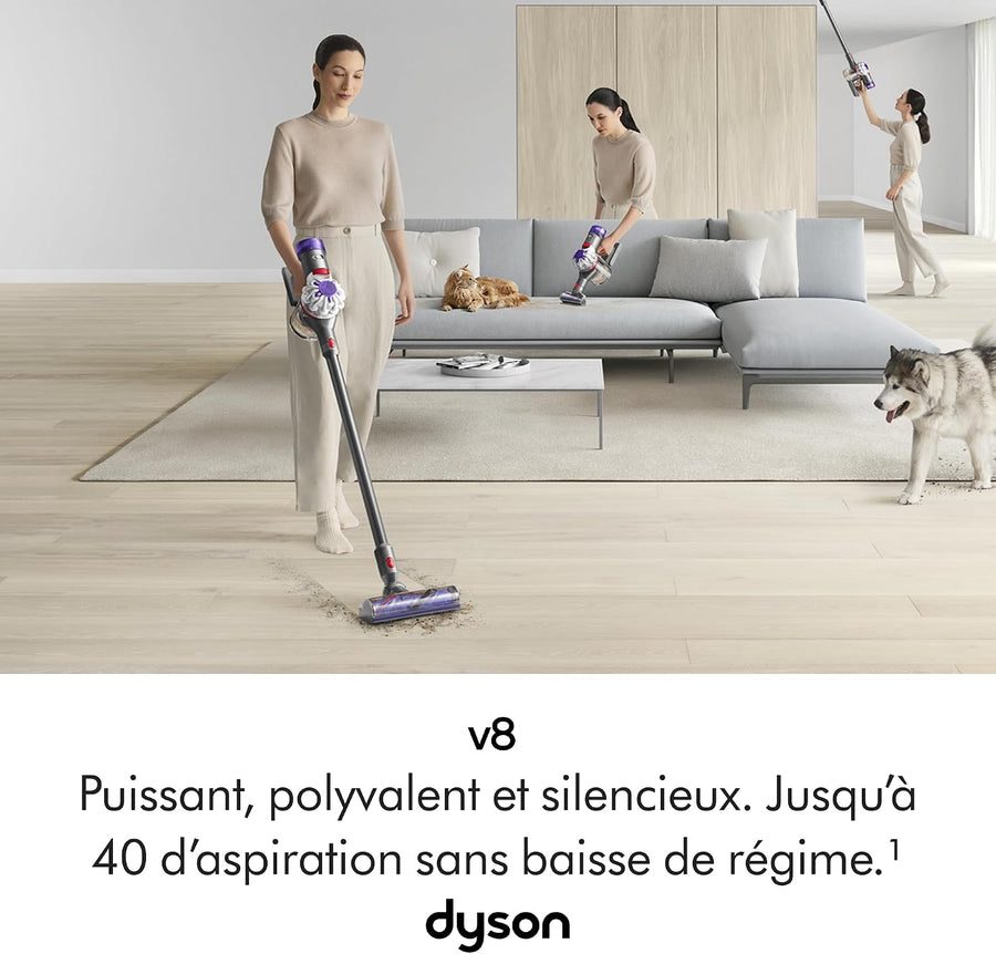 Dyson V8 Origin Aspirateur sans Fil, 115 AW, Jusqu’à 40 Min d’autonomie, Brosse Motorbar Anti-enchevêtrement, aspirateur à Main et Sol