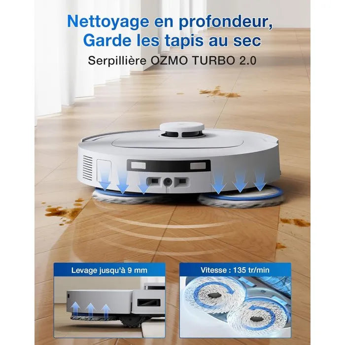 ECOVACS T30C Omni GEN2 - Aspirateur Robot Laveur avec Station - 25000Pa - Lavage à l'eau Chaude 75℃ - Serpillière OZMO Turbo 2.0