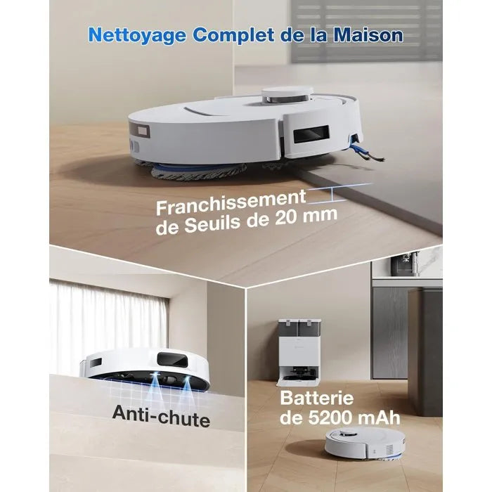 ECOVACS T30C Omni GEN2 - Aspirateur Robot Laveur avec Station - 25000Pa - Lavage à l'eau Chaude 75℃ - Serpillière OZMO Turbo 2.0