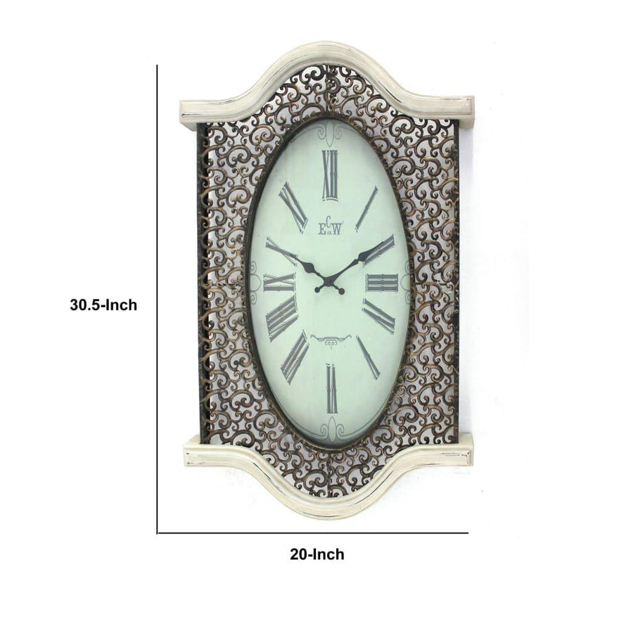 28-Inch Circular Wall Clock with a Sun-Shaped Frame in Rich Brown and Bold Jet Black by Casagear Home