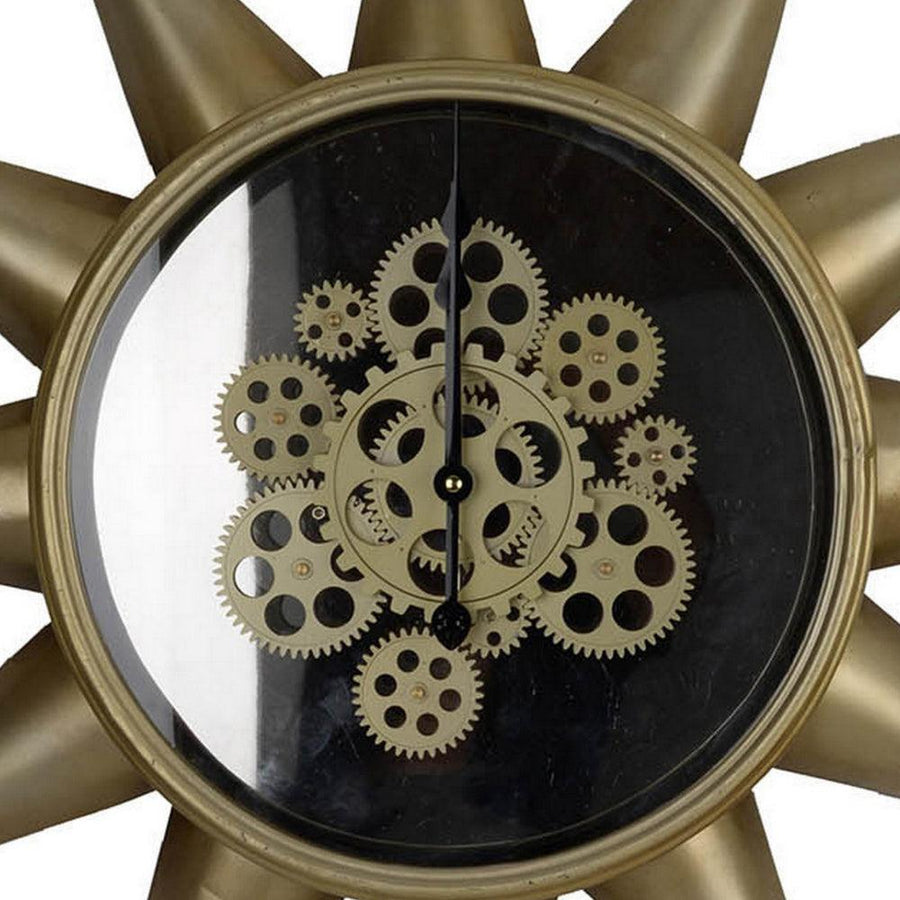 Brown Wall Clock with Scalloped Wooden Top and Base, by Casagear Home