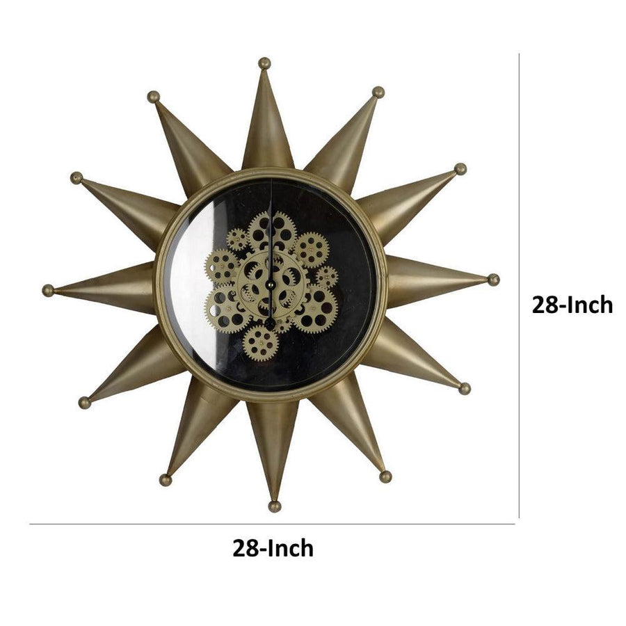 Brown Wall Clock with Scalloped Wooden Top and Base, by Casagear Home