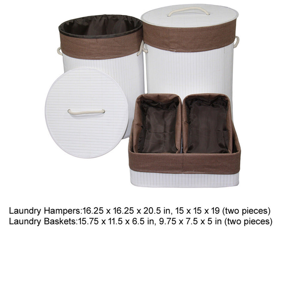 Set of Two Storage & Laundry Baskets, Round Handles, Handwoven Gray Wicker by Casagear Home