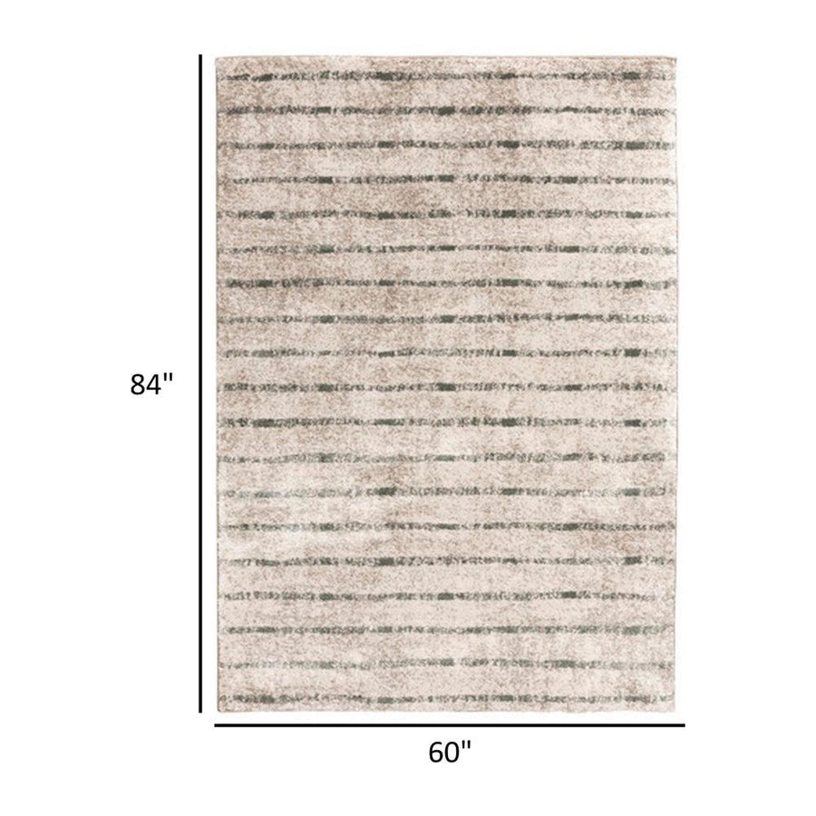 Ashley Meaw Medium-Sized Area Rug, 5' x 7', Ivory, with an Abstract Stripe Pattern