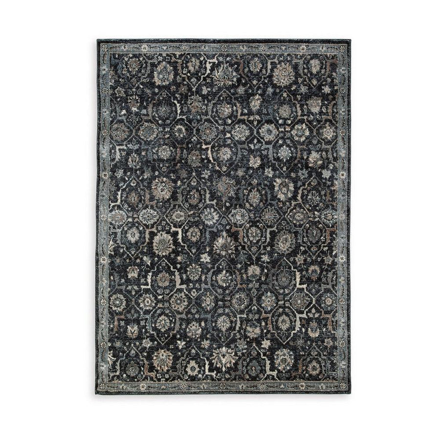 Ashley Meaw Medium-Sized Area Rug, 5' x 7', Ivory, with an Abstract Stripe Pattern