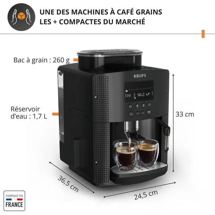 KRUPS Machine à café broyeur à grain, Ecran LCD, Nettoyage automatique EA815070