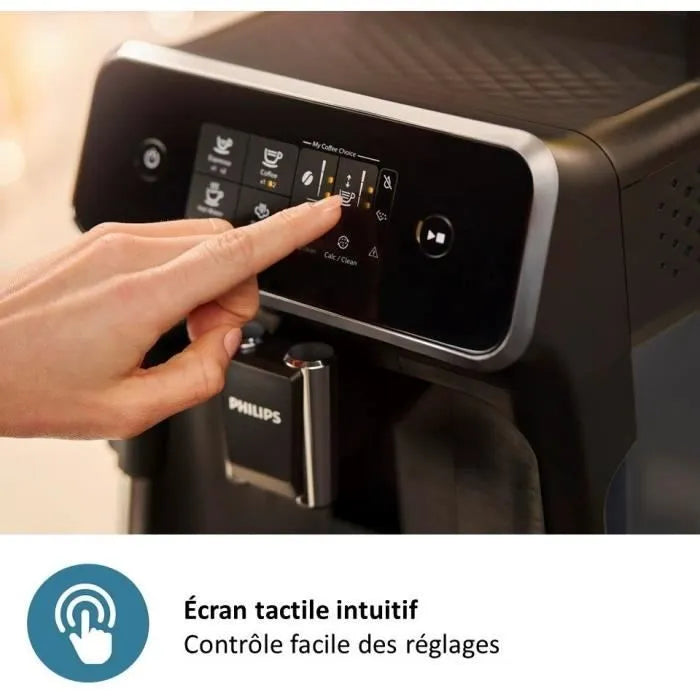 Machine à café Expresso broyeur - PHILIPS - EP1200/00 - Série 1200 - 2 cafés - Broyeur céramique - Noir brossé