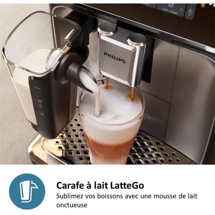 Machine à café Expresso broyeur - PHILIPS - EP2230/10 - Série 2200 - LatteGo - 4 recettes - Broyeur céramique - Noir brillant
