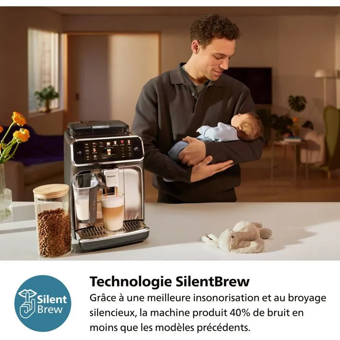 Machine à café expresso broyeur - PHILIPS - EP2339/40 - Série 2300 - LatteGo - 4 recettes - Broyage silencieux - Noir panthère