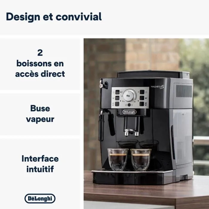 Machine expresso broyeur - De'Longhi - Magnifica S - ECAM22.140.B - 4 recettes - Noir
