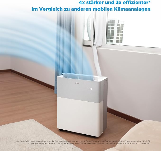 Midea Portasplit 12 000 BTU (3,5 kW) – 42 m² / 105 m³ – Mode silencieux : 39 dB(A)