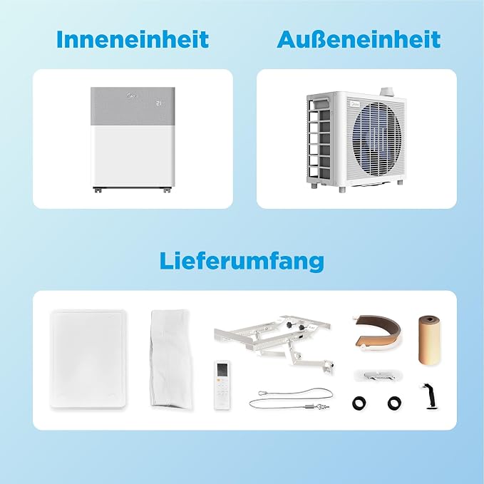 Midea Portasplit 12 000 BTU (3,5 kW) – 42 m² / 105 m³ – Mode silencieux : 39 dB(A)