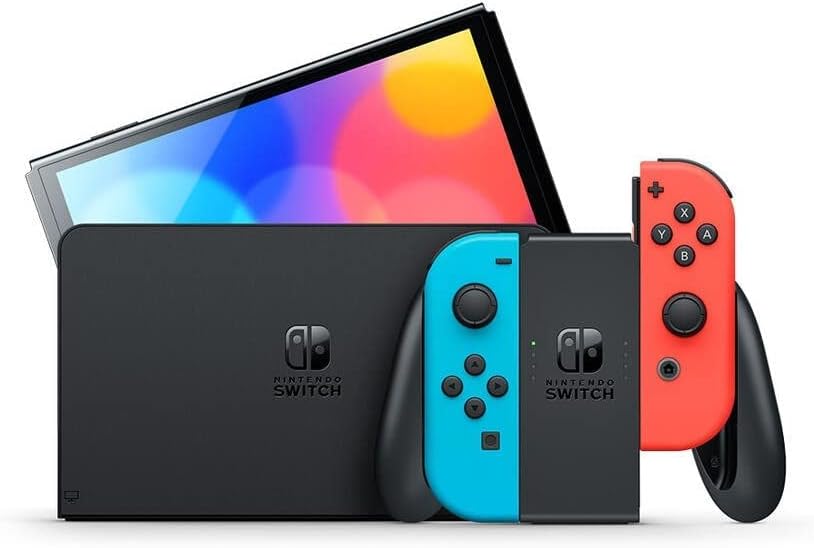 Nintendo Console Nintendo Switch (Modèle OLED) avec Manettes Joy-Con Bleu Néon/Rouge Néon