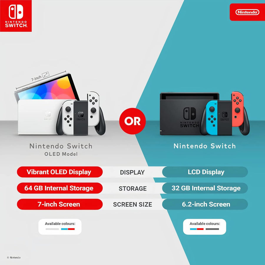 Nintendo Console Nintendo Switch (Modèle OLED) avec Manettes Joy-Con Bleu Néon/Rouge Néon