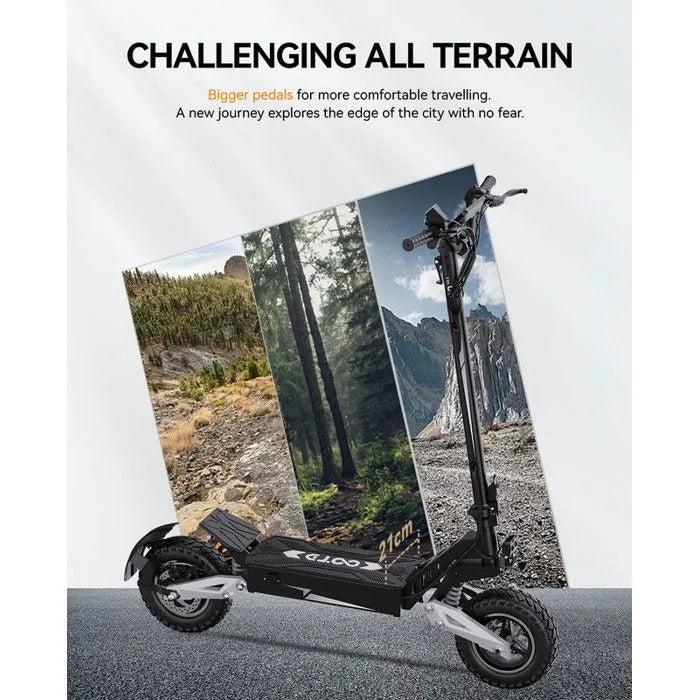 OOTD T10 - Trottinette électrique pliable - Moteur 900 W - Batterie 48 V 13,5 Ah - Roues de 11 pouces - Autonomie de 60 km - Noir