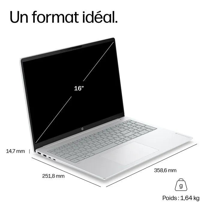 PC Portable HP OmniBook 3 16-bz0015nfx - Windows 11 - 16" 2K IPS - Snapdragon X X1-26-100 - RAM 16Go - Stockage 256Go SSD - AZERTY