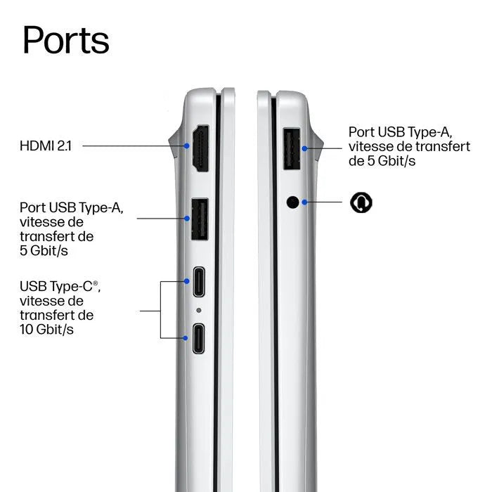 PC Portable HP OmniBook 3 16-bz0015nfx - Windows 11 - 16" 2K IPS - Snapdragon X X1-26-100 - RAM 16Go - Stockage 256Go SSD - AZERTY