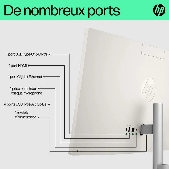 PC Tout-en-un HP 24-cr0089nf - Windows 11 - 23,8" FHD IPS - Ryzen 7 7730U - RAM 16Go - 512Go SSD - Clavier et souris sans fil