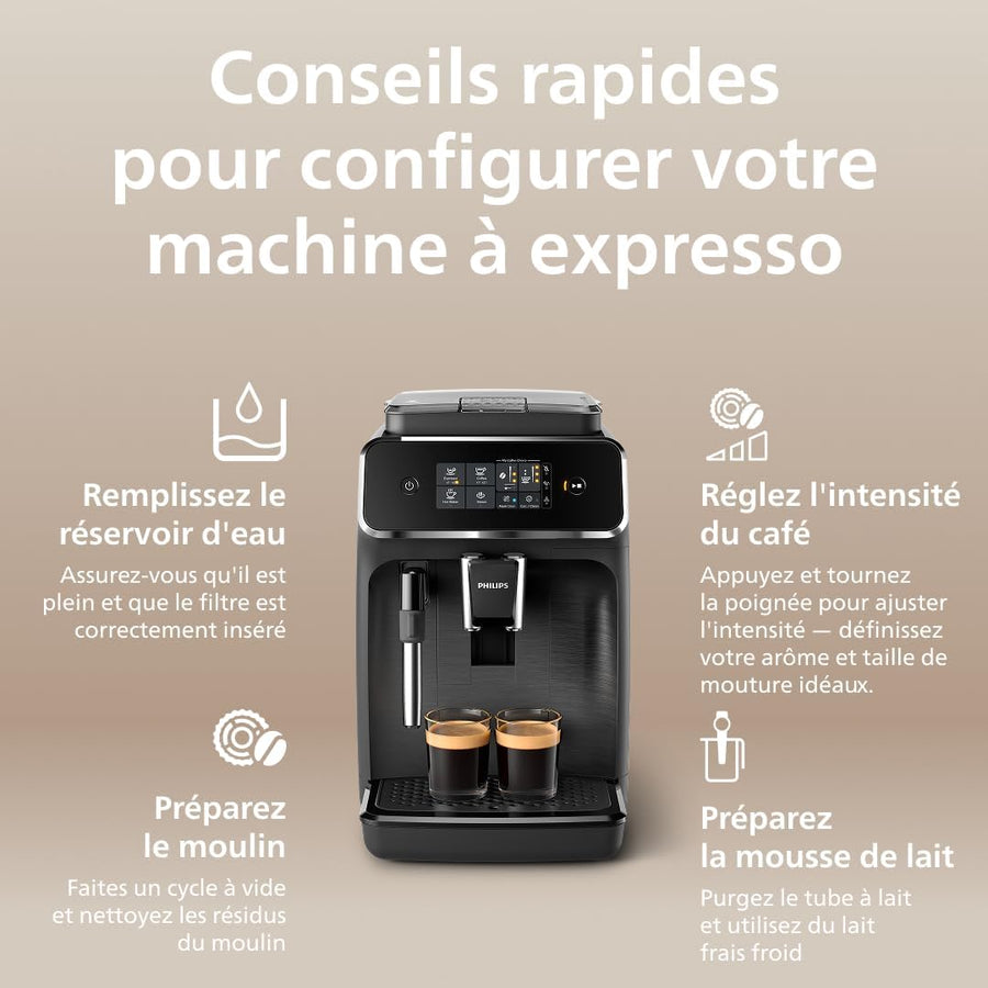 PHILIPS machine à café grain boissons mousseur à lait Noir Expresso broyeur