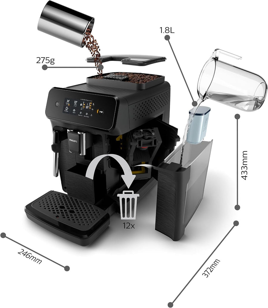 PHILIPS machine à café grain boissons Expresso broyeur avec écran tactile Broyeur 100% céramique App HomeID