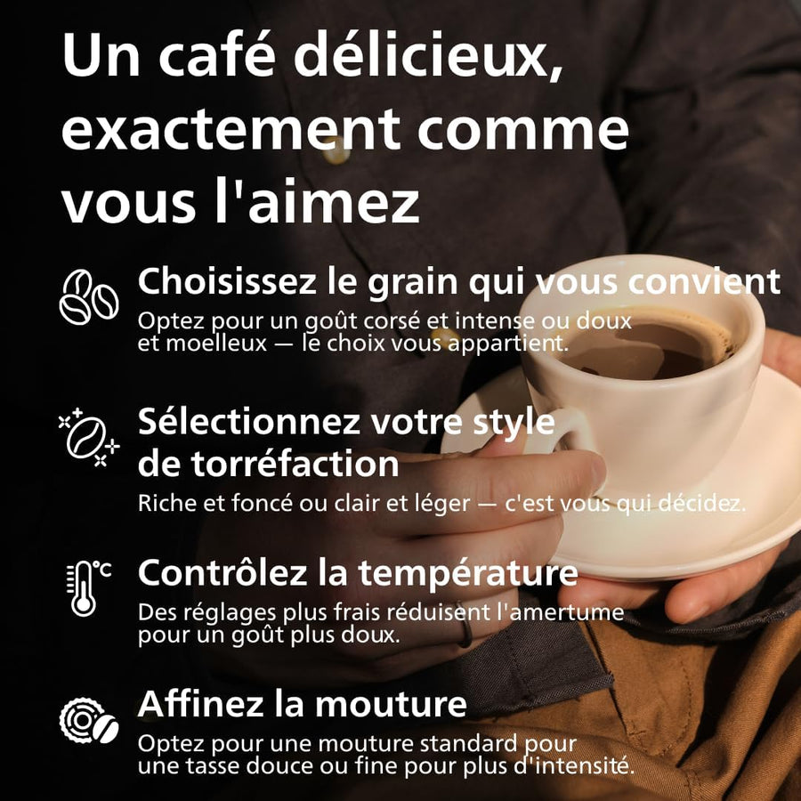 PHILIPS machine à café grain boissons mousseur à lait Noir Expresso broyeur