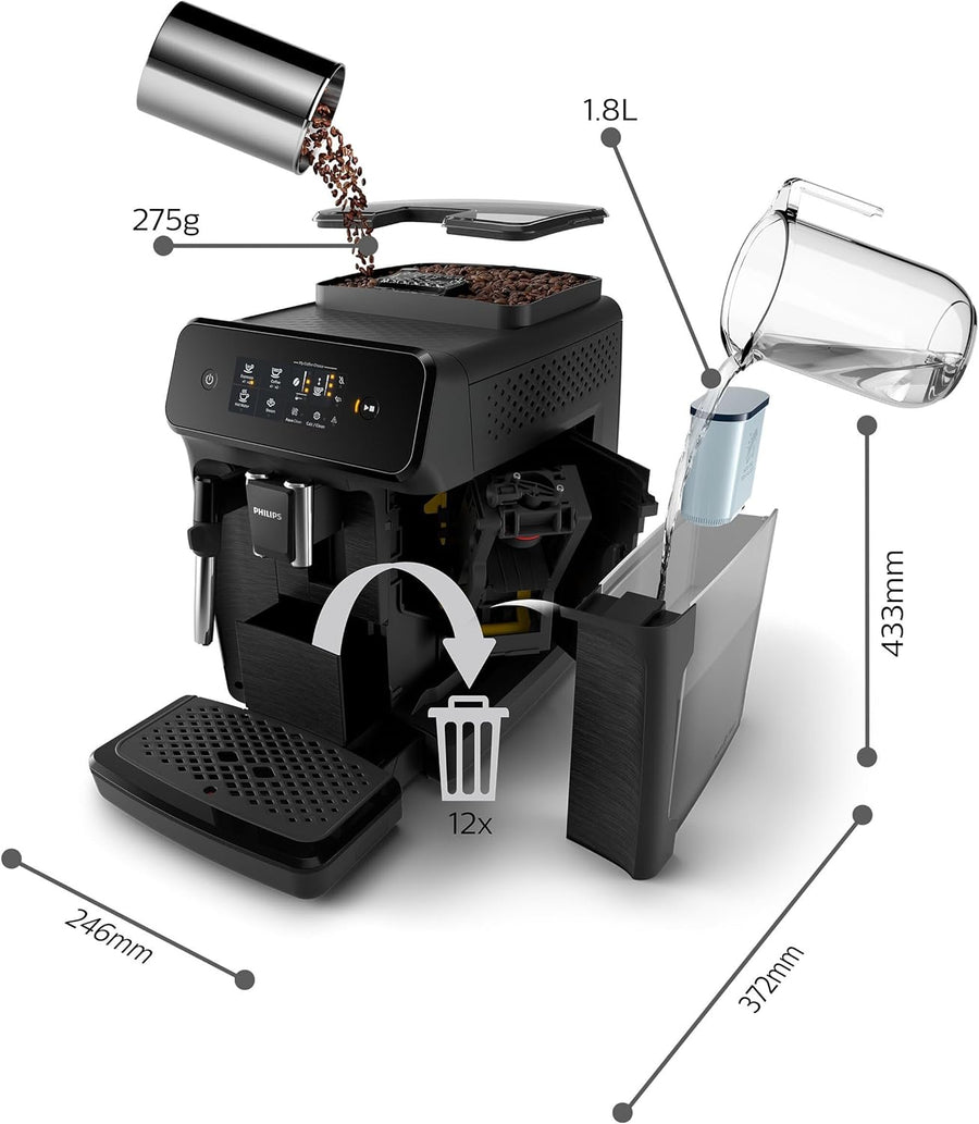 PHILIPS machine à café grain boissons mousseur à lait Noir Expresso broyeur