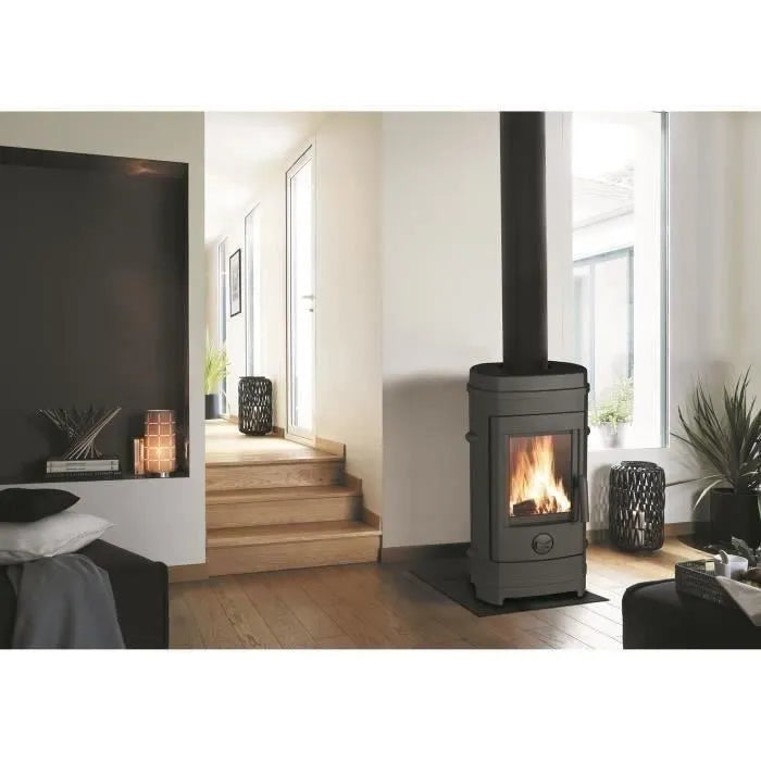 Poêle à bois INVICTA Remilly - Puissance optimale: 7 kW - Max: 10,5 kW - Bûches 33 cm max - Fonte - Fabriqué en France - Ecodesign