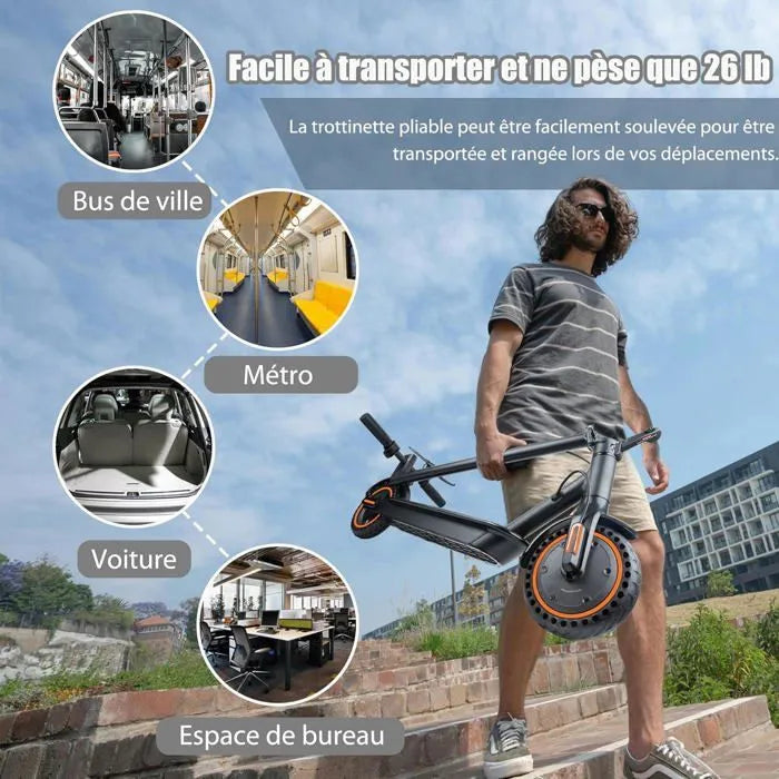 QNQ 8501 Trottinette électrique pliable pour adultes – Puissance maximale 500W/25KM/H | 25-30KM Autonomie