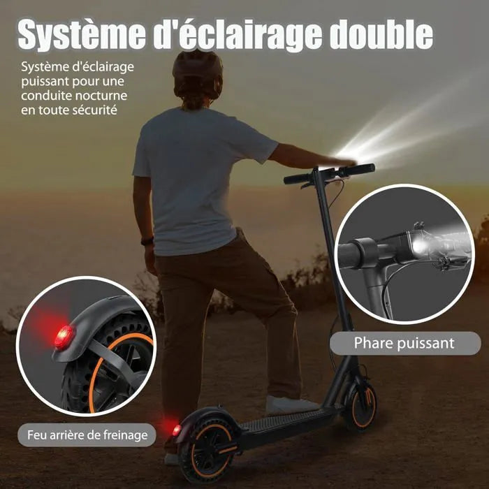 QNQ 8501 Trottinette électrique pliable pour adultes – Puissance maximale 500W/25KM/H | 25-30KM Autonomie