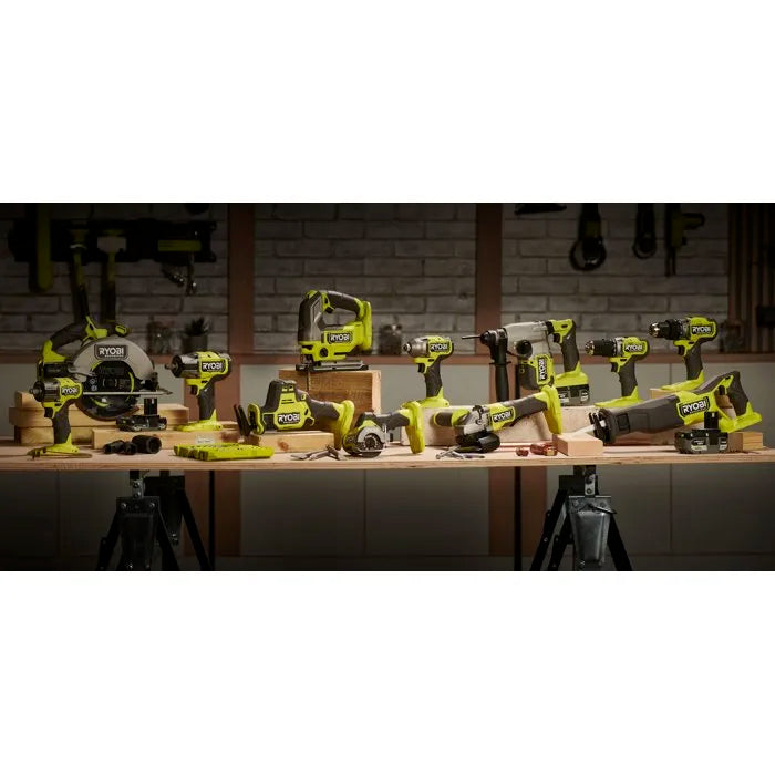 Ryobi Combo 3 outils 18V perceuse-visseuse 50Nm, meuleuse 115mm, scie sauteuse 18V RCK183A-242SL