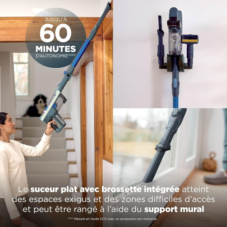 Shark PowerDetect Speed, Aspirateur Balai sans Fil, 60min IA1243FR | Nettoyage en arrière, Filtration anti-allergène HEPA, Jusqu’à 60 min d’autonomie, support mural et suceur plat, Sauge givrée