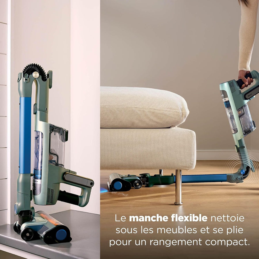 Shark PowerDetect Speed, Aspirateur Balai sans Fil, 60min IA1243FR | Nettoyage en arrière, Filtration anti-allergène HEPA, Jusqu’à 60 min d’autonomie, support mural et suceur plat, Sauge givrée