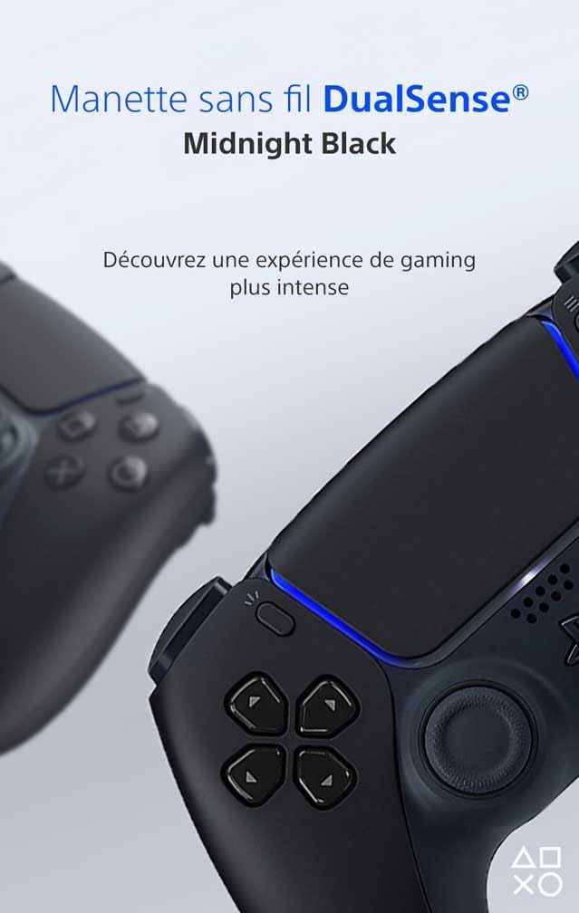Sony, Manette PlayStation 5 Officielle DualSense, Sans Fil, avec Retour Haptique & Gâchettes Adaptatives, Micro Intégré, Batterie Rechargeable, Compatible PS5/PC, Couleur : Midnight Black