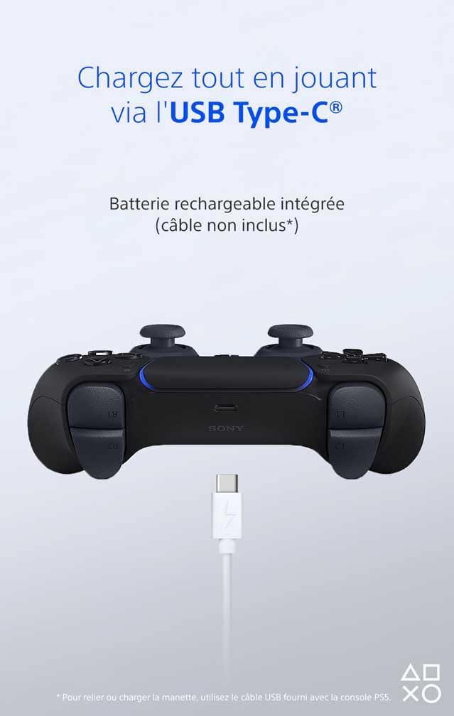 Sony, Manette PlayStation 5 Officielle DualSense, Sans Fil, avec Retour Haptique & Gâchettes Adaptatives, Micro Intégré, Batterie Rechargeable, Compatible PS5/PC, Couleur : Midnight Black