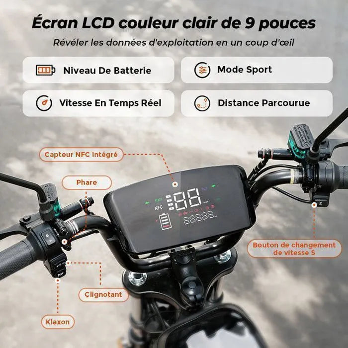 Trottinette électrique iScooter DX5 Avec siège/Panier/Sac-1500W-72 km-4 vitesses-55KM/H-48 V 15,6 Ah-Fonction antivol-Tout terrain